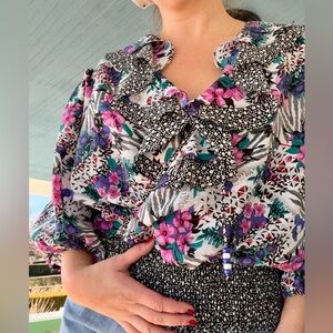 VTG I.M. Collections Ruffle Collar Blouse